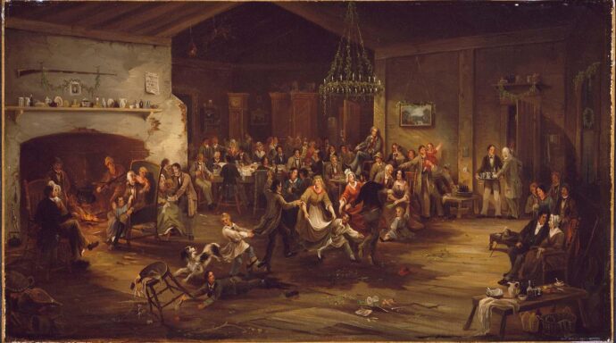 The Christmas Party by American artist Robert David Wilkie, c. 1850