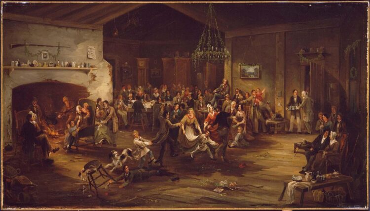 The Christmas Party by American artist Robert David Wilkie, c. 1850